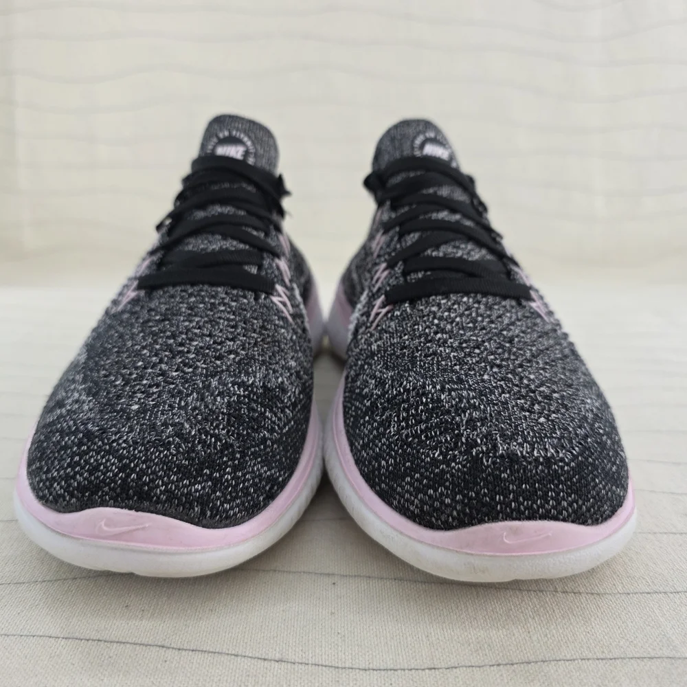Nike Womens Free RN Flyknit Black Pink White Running Shoes 2019 942839-007 Sz 7